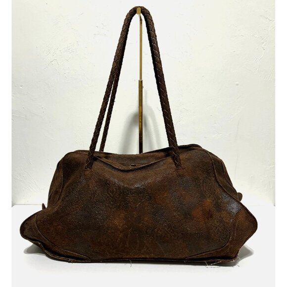 Hobo International Vintage Brown Leather Tote Bag With Braided Straps - Picture 2 of 14